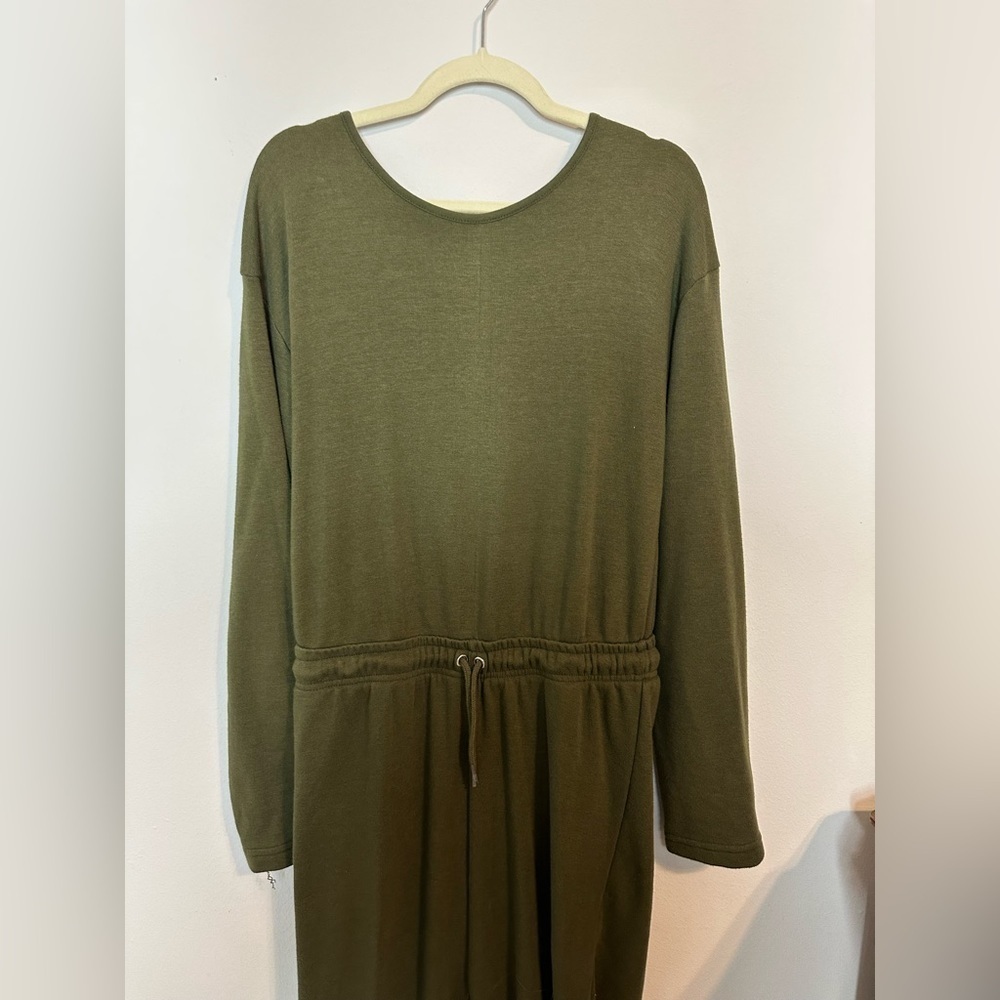 Nasty‎ Gal Olive Green Jogger Romper Loungewear Cotton Blend Size 12 Relaxed - Picture 4 of 9